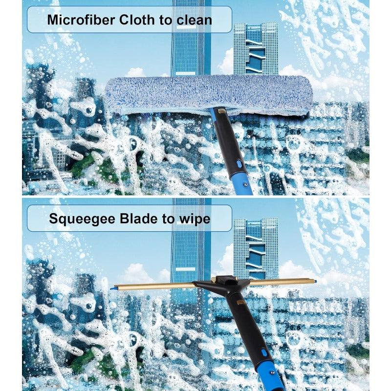 Swivel Squeegee Kit with 4 Extension Poles & Bendable Duster