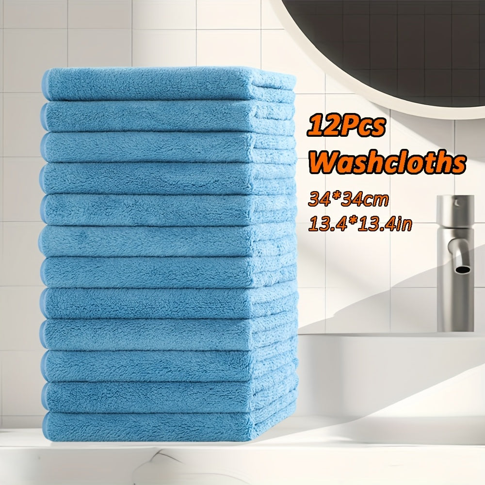 12pcs Microfiber Washcloths 13.4x13.4 Inch - High Absorbency