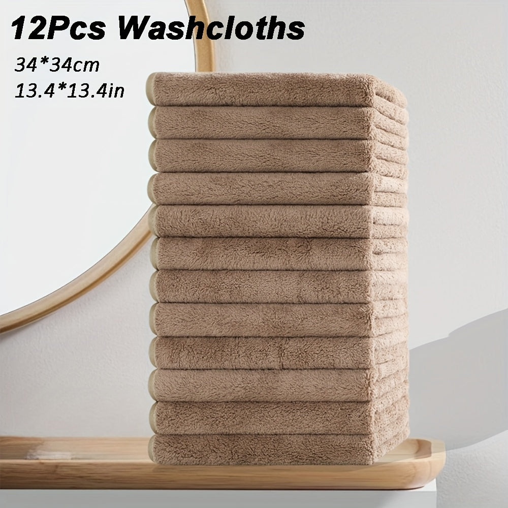 12pcs Microfiber Washcloths 13.4x13.4 Inch - High Absorbency