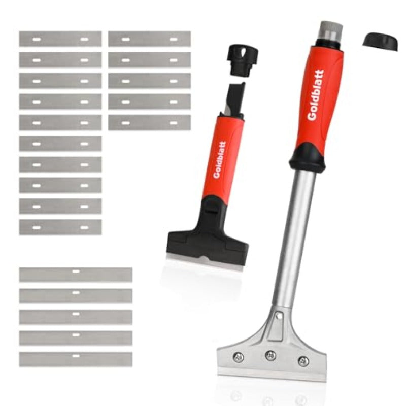 2pcs Glass Scraper Set with 20pcs Blades, 4-Inch Industrial Floor and Wall Tool