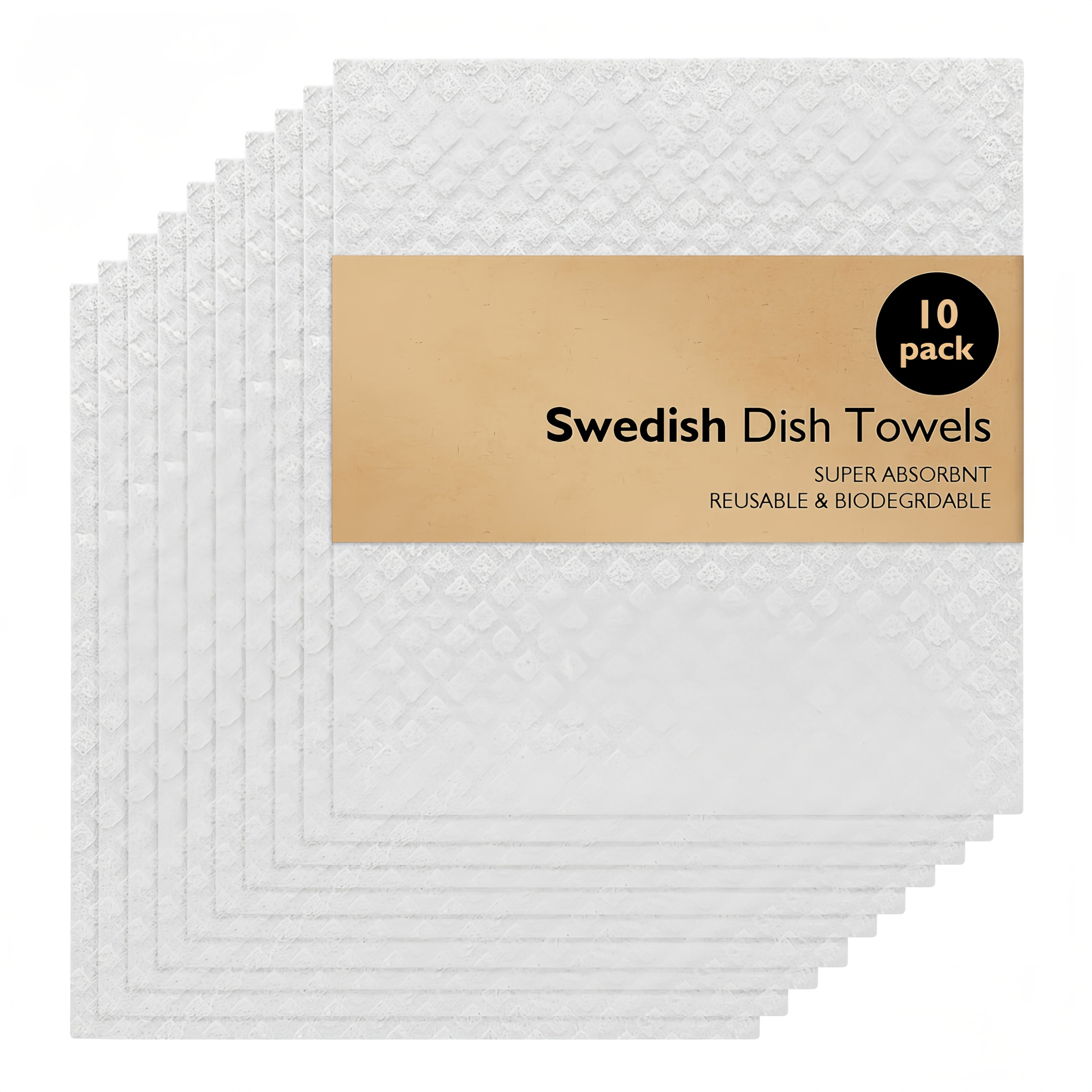 10Pack Swedish Dishcloths, Wood Pulp Dish Towel, Cleaning Cloth
