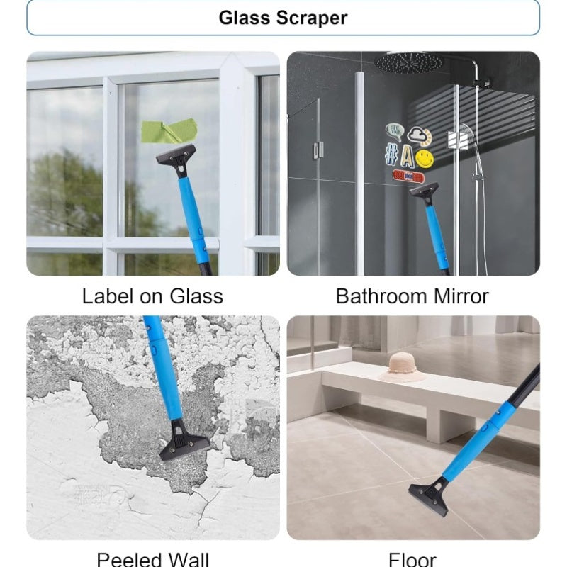 Swivel Squeegee Kit with 4 Extension Poles | for glass Scraper