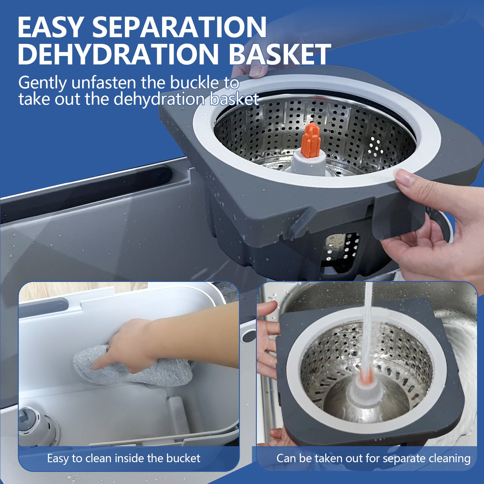 Spin Mop and Bucket with Wringer System, Floor Cleaning Tool with 6 Microfiber Replacement Head Refills