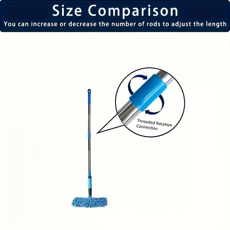 2-in-1 Window Cleaning Brush and Scraper Kit with Extendable Blue Handle