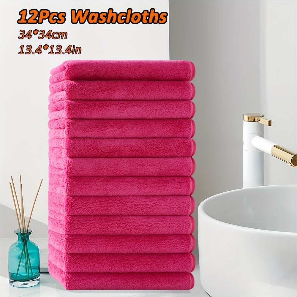 12pcs Microfiber Washcloths 13.4x13.4 Inch - High Absorbency