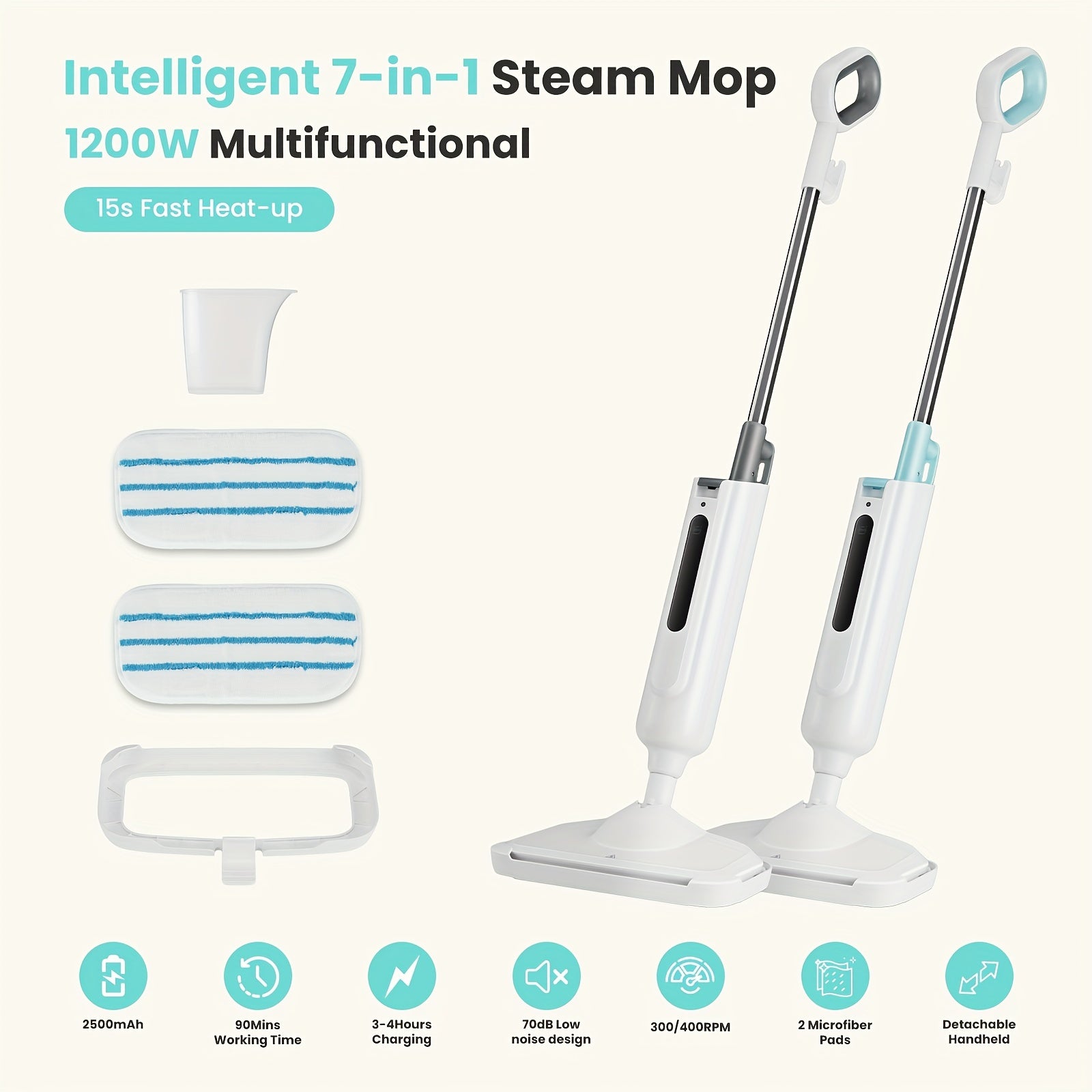 7-in-1 Steam Mop | Hardwood Floor Steamer, Powerful Cleaner for Carpet