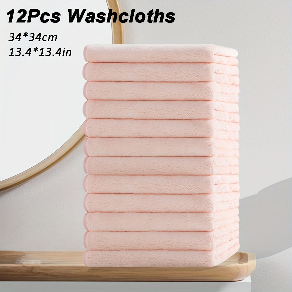 12pcs Microfiber Washcloths 13.4x13.4 Inch - High Absorbency