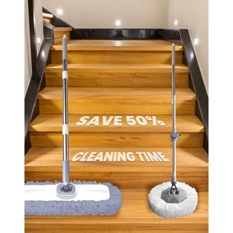 Flat Microfiber Mop and Bucket Set with Wringer | 360° Spin Mop for Floor and Wall Cleaning