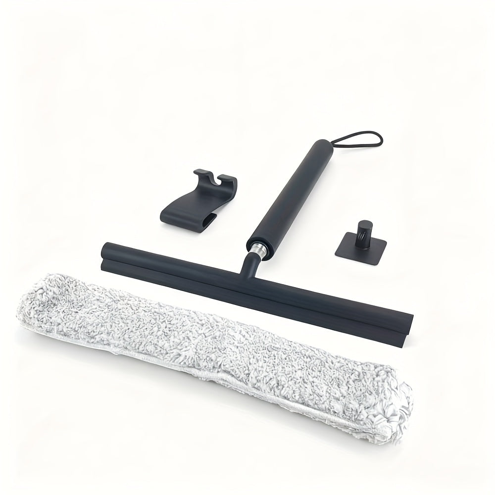 Extendable Shower Glass Scraper - Heavy-Duty Silicone Wiper with Ergonomic Handle