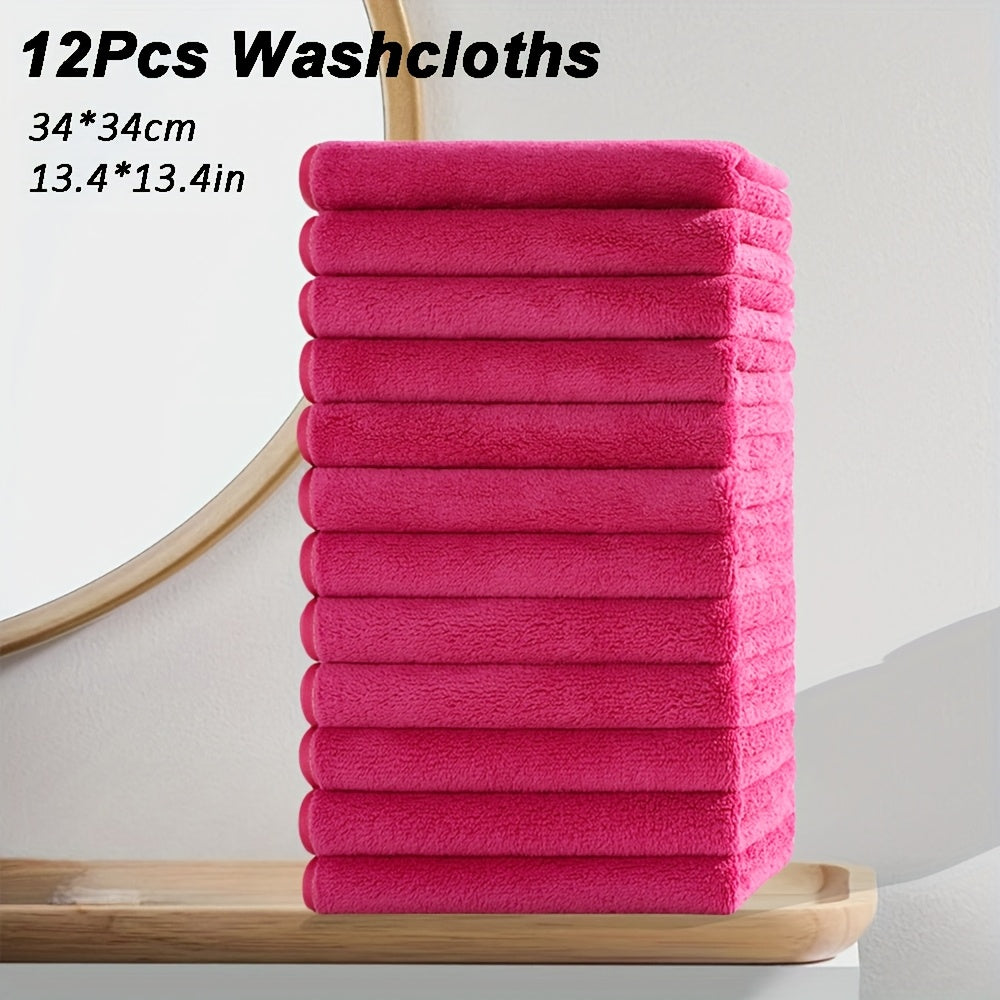 12pcs Microfiber Washcloths 13.4x13.4 Inch - High Absorbency