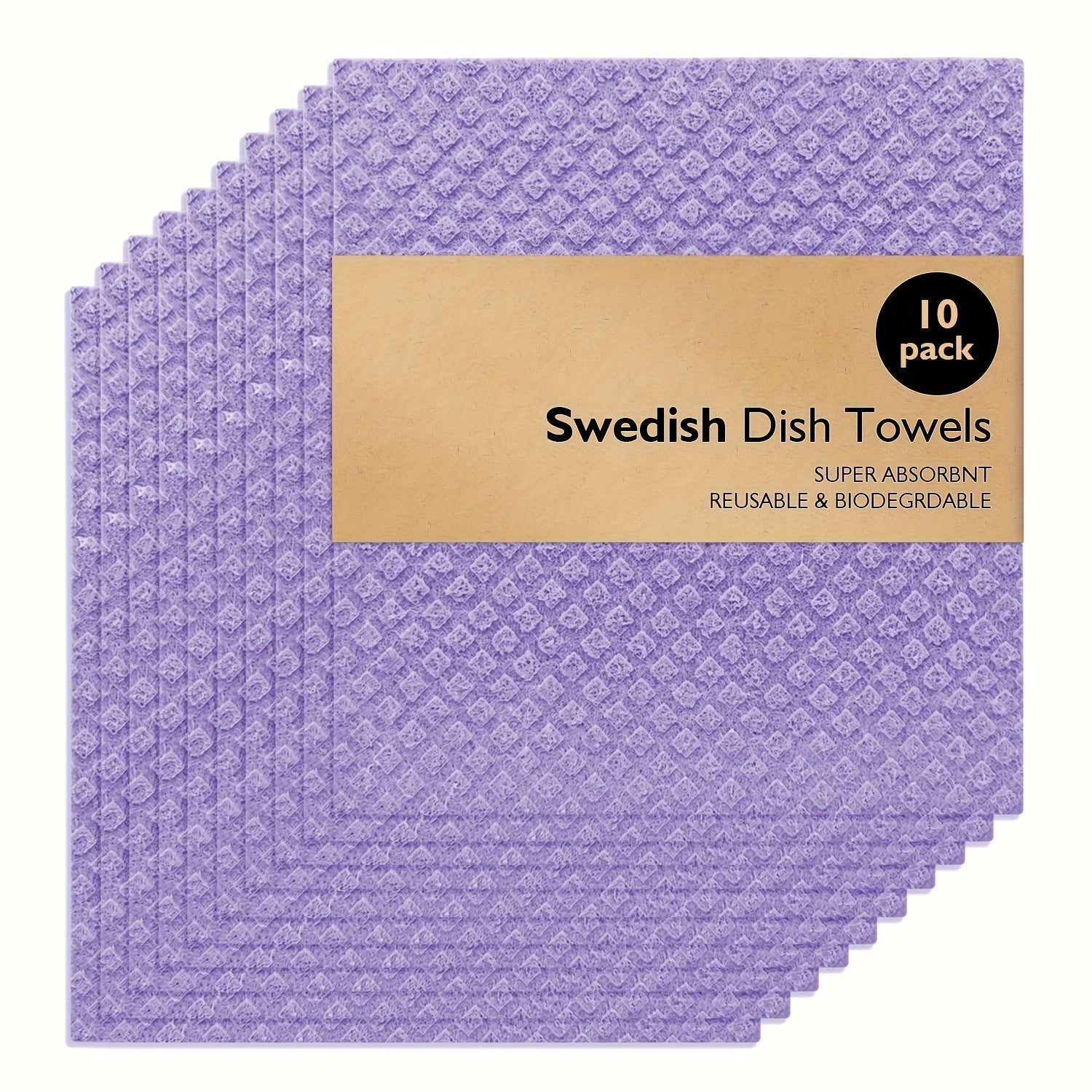 10Pack Swedish Dishcloths, Wood Pulp Dish Towel, Cleaning Cloth