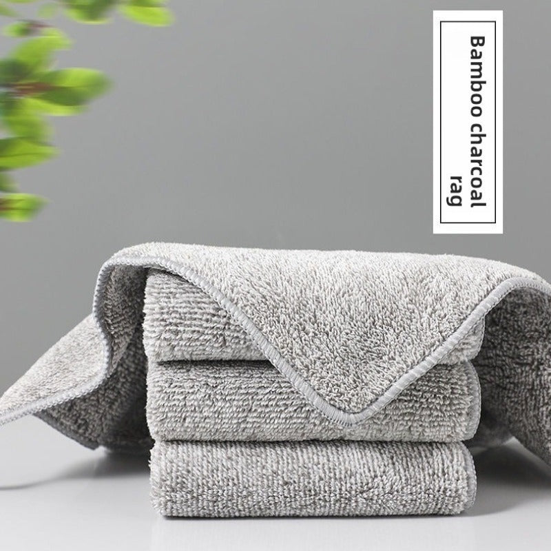 10pcs of Bamboo Charcoal Fiber Rag Household Cleaning Soft