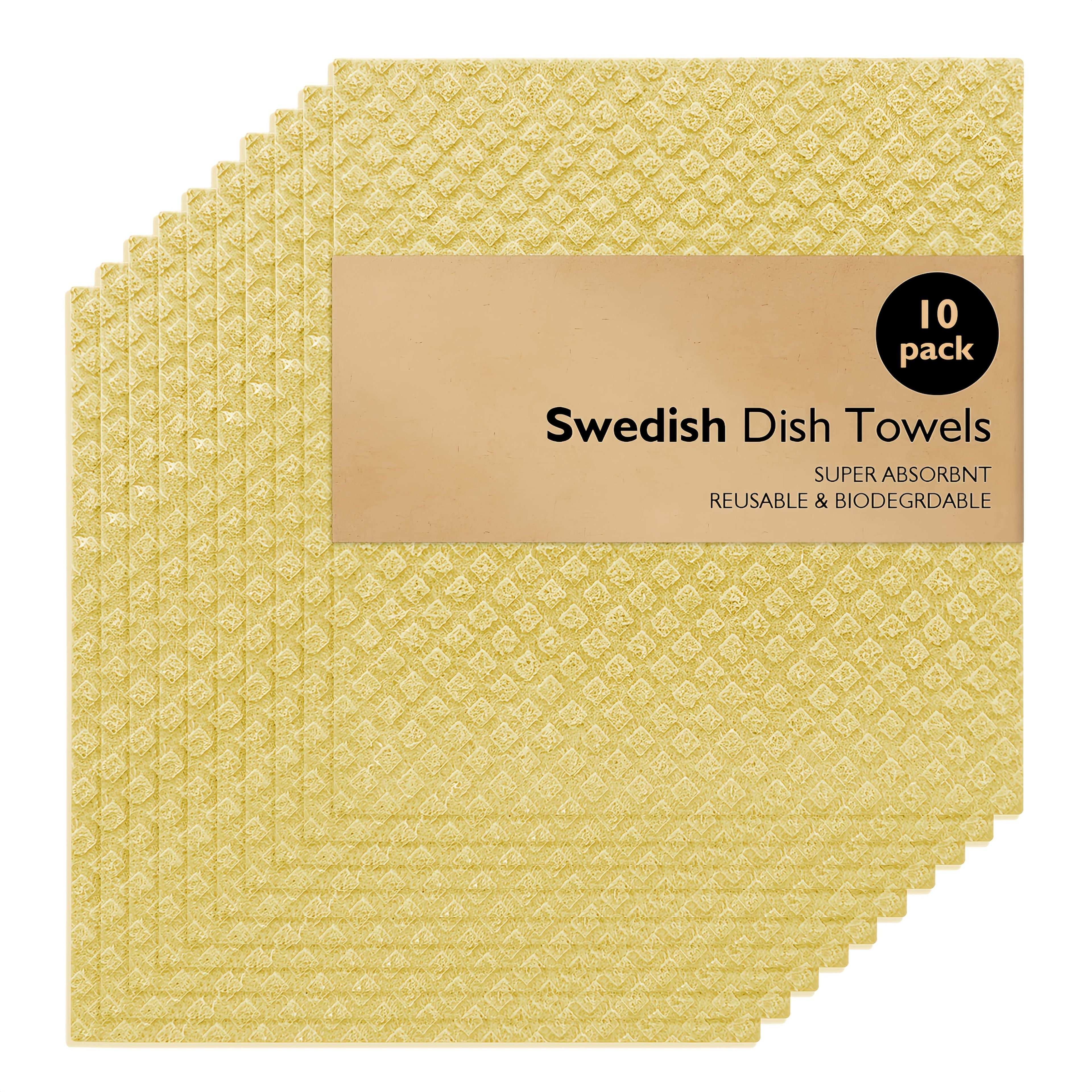 10Pack Swedish Dishcloths, Wood Pulp Dish Towel, Cleaning Cloth