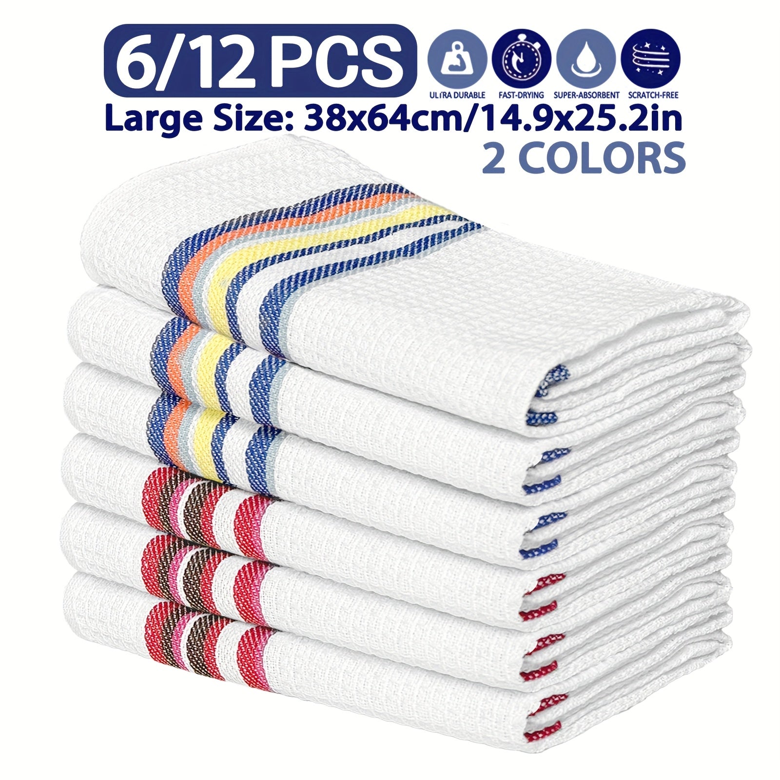 Soft High Absorbency 6\u002F12pcs Soft High Absorbency Waffle Tea Towel Set