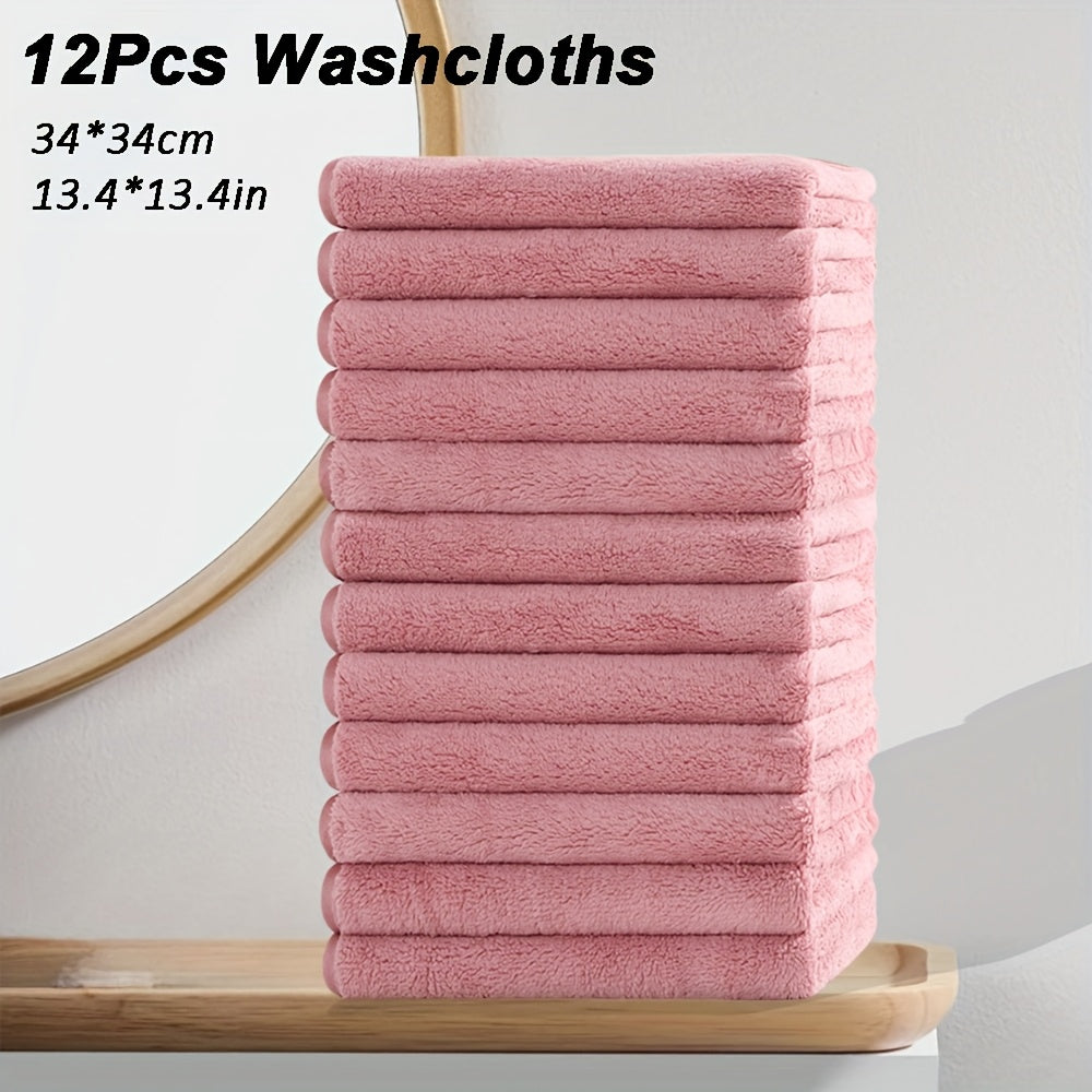 12pcs Microfiber Washcloths 13.4x13.4 Inch - High Absorbency