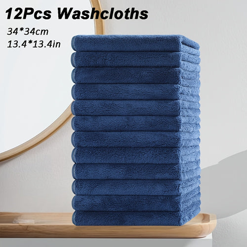 12pcs Microfiber Washcloths 13.4x13.4 Inch - High Absorbency