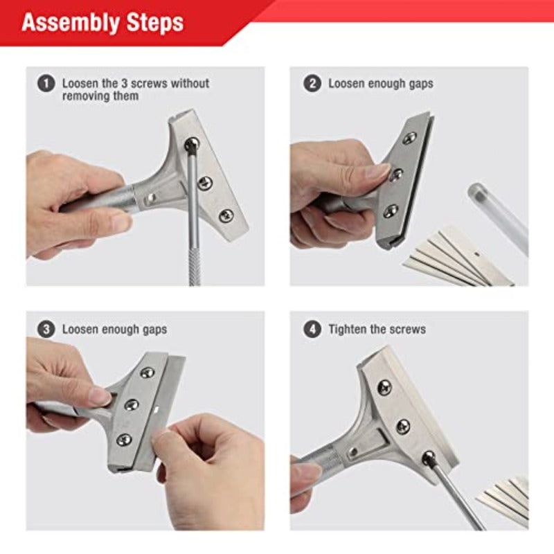 2pcs Glass Scraper Set with 20pcs Blades, 4-Inch Industrial Floor and Wall Tool