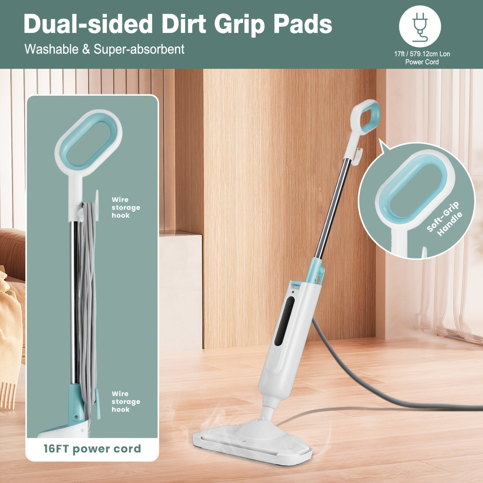 7-in-1 Steam Mop | Hardwood Floor Steamer, Powerful Cleaner for Carpet