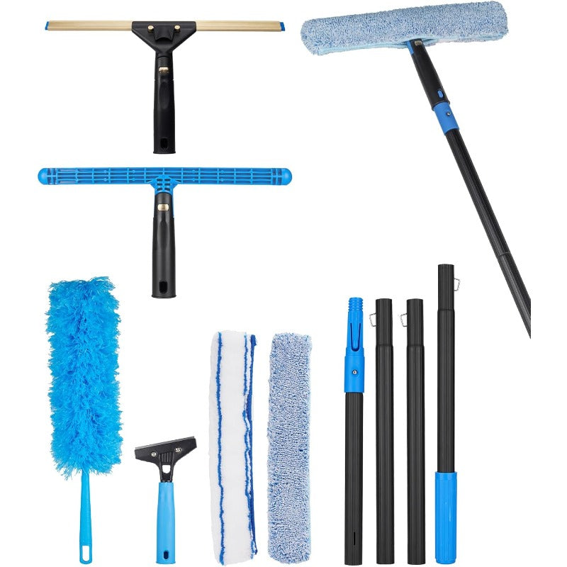 Swivel Squeegee Kit with 4 Extension Poles | for glass Scraper