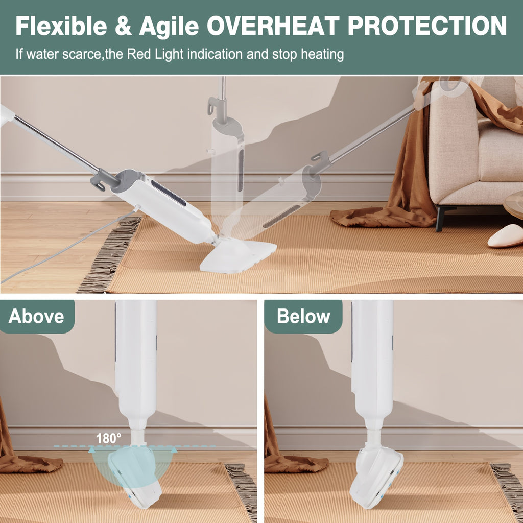 Steam Mop Cleaner For Floor Hardwood Tile Carpet Cleaning With Overheat Protection