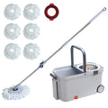 Spin Mop and Bucket with Wringer System, Floor Cleaning Tool with 6 Microfiber Replacement Head Refills