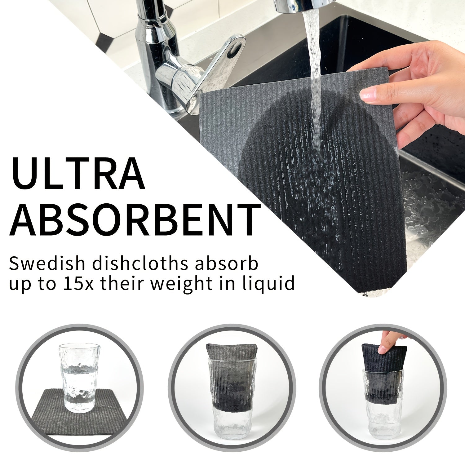 10Pack Swedish Dishcloths, Wood Pulp Dish Towel, Cleaning Cloth