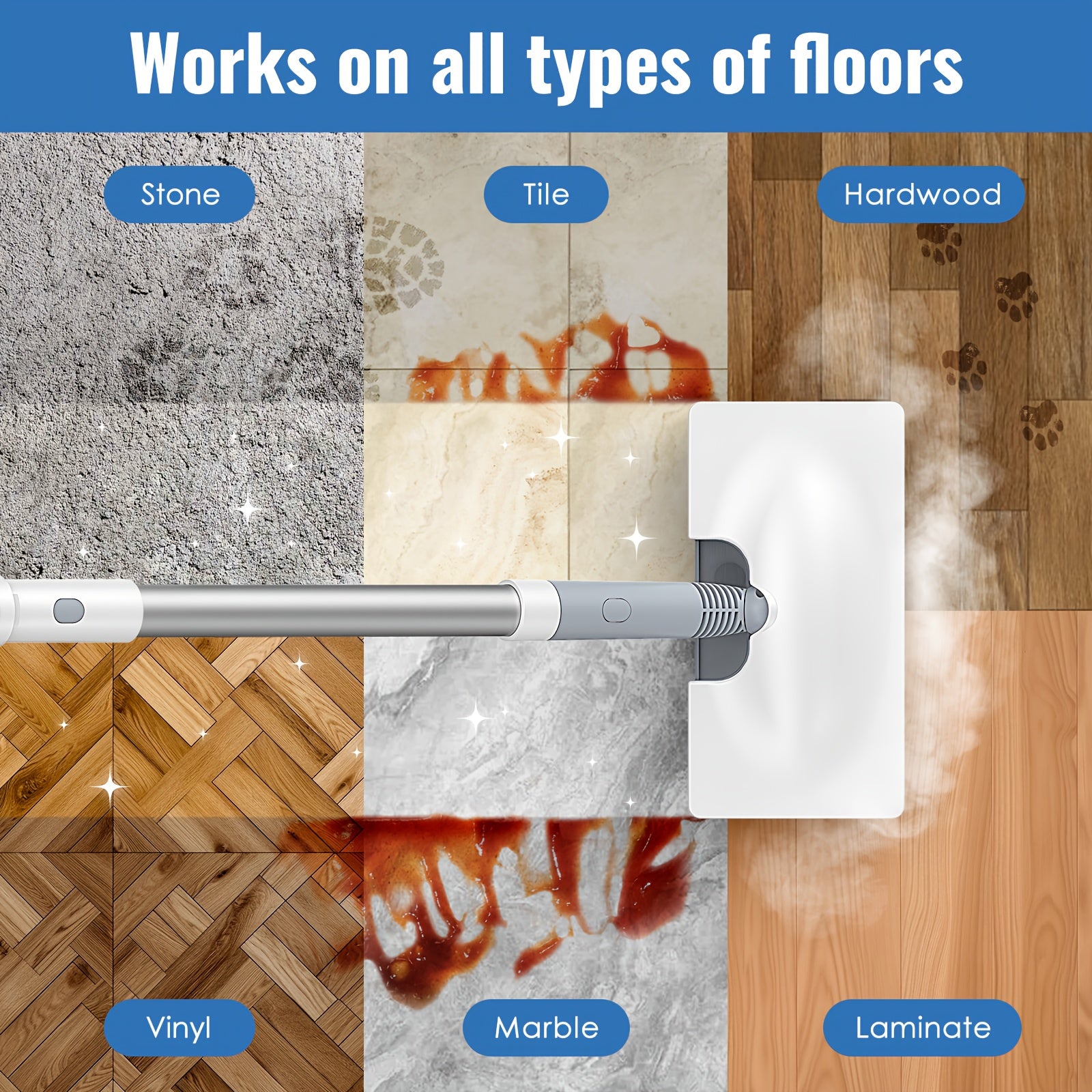 Steam mop, steam cleaner, detachable handheld carpet cleaner