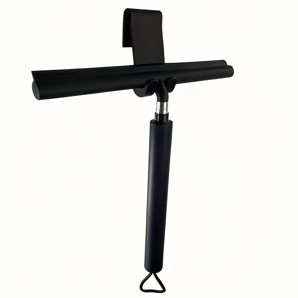 Extendable Shower Glass Scraper - Heavy-Duty Silicone Wiper with Ergonomic Handle