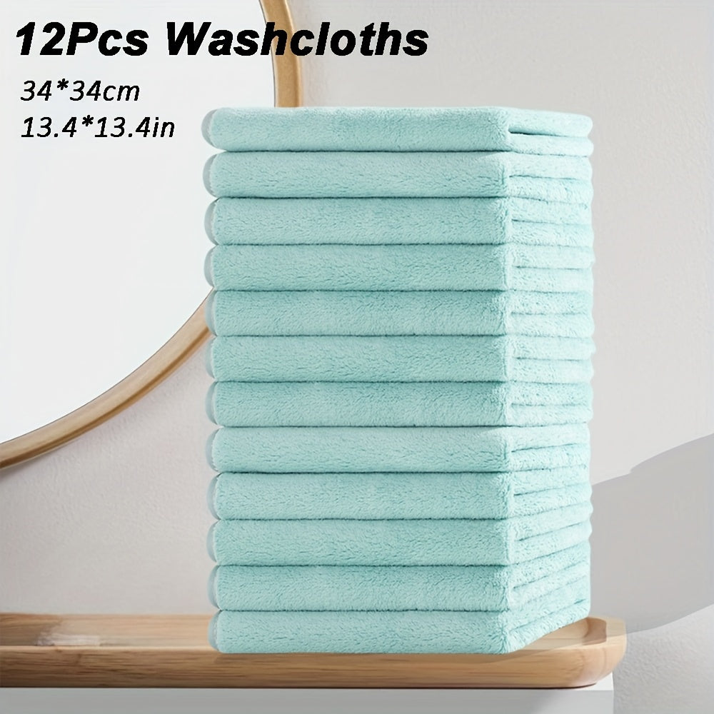 12pcs Microfiber Washcloths 13.4x13.4 Inch - High Absorbency