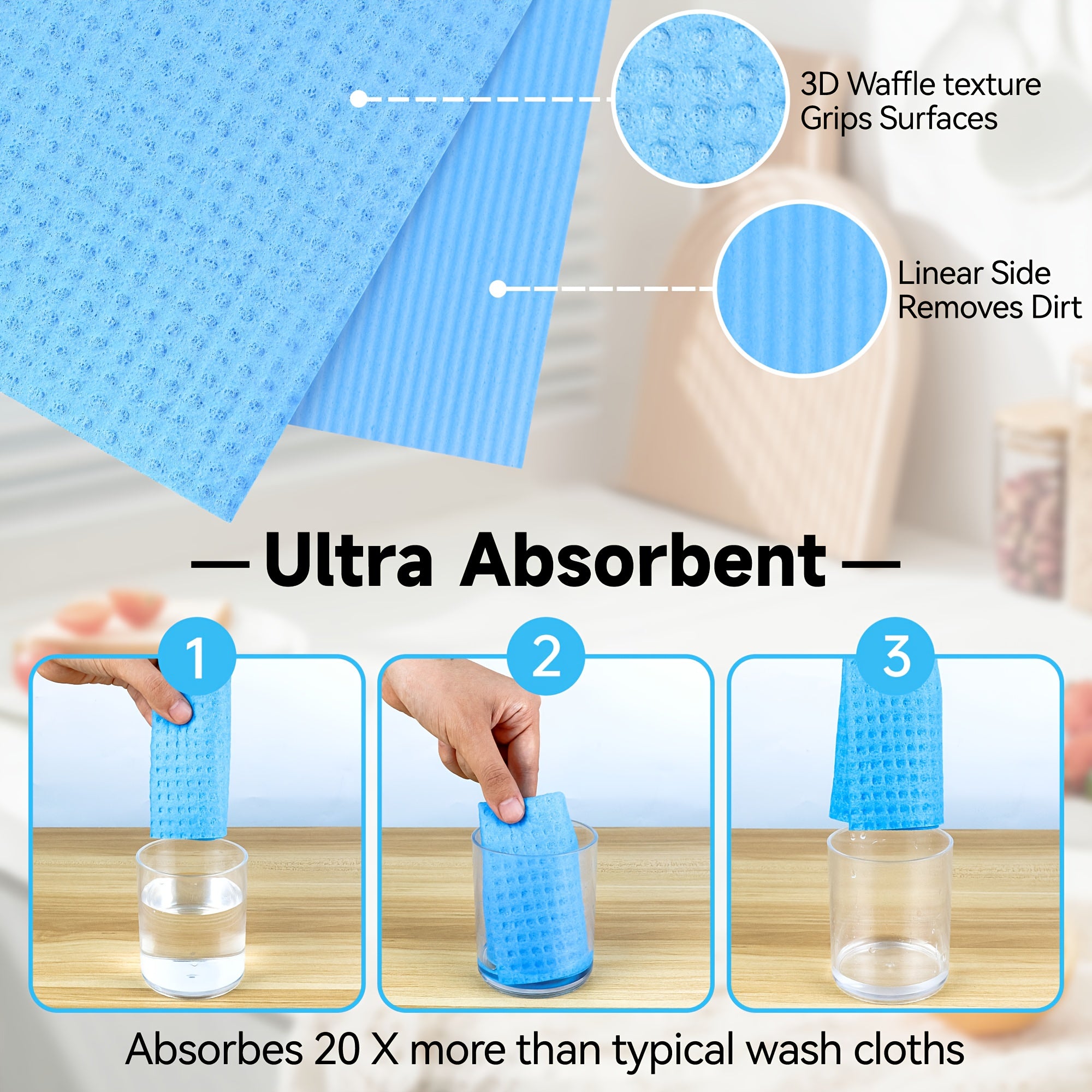 DERLOY 12 pack Swedish style dishwashing cloth - Strong absorbent quick drying cleaning cloth