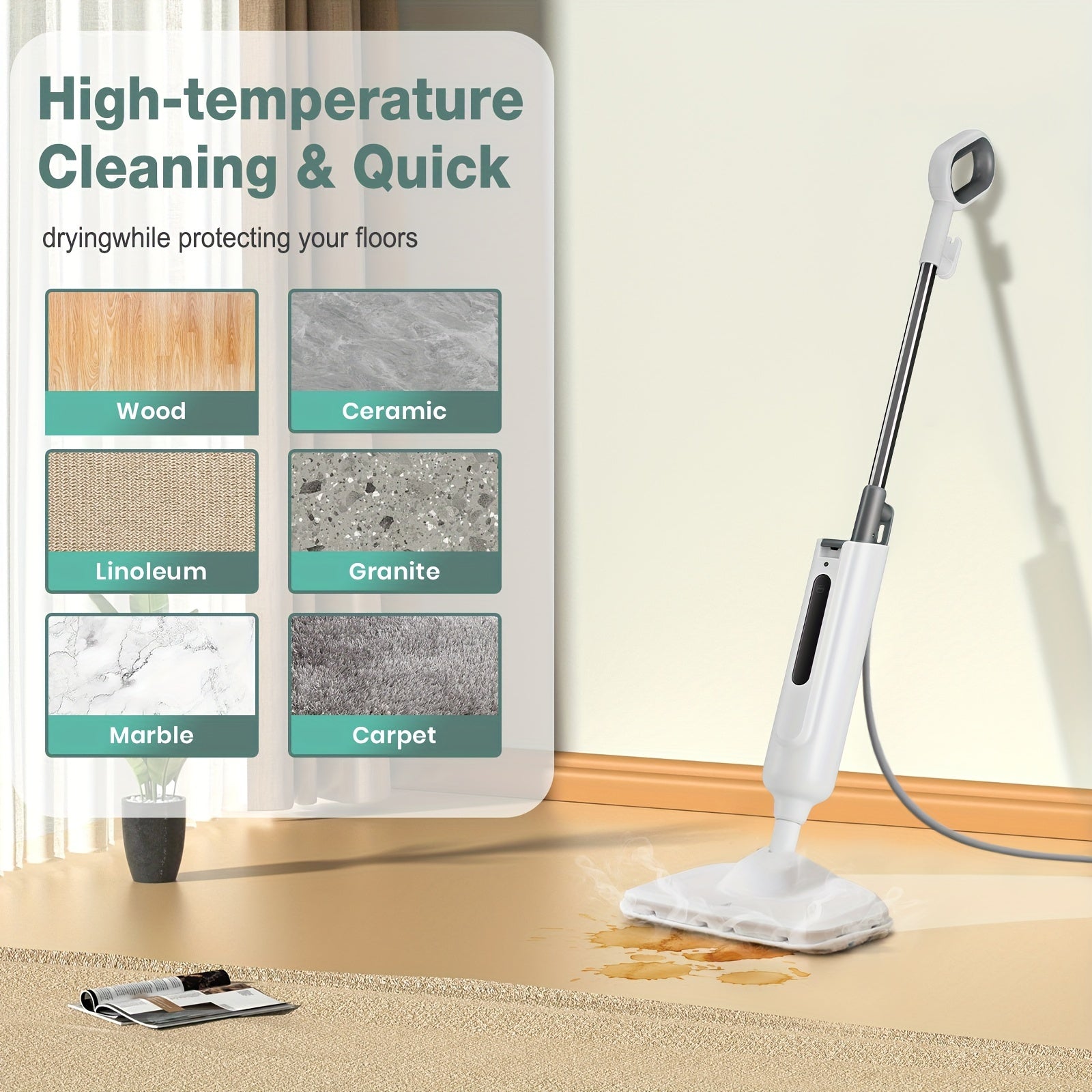 7-in-1 Steam Mop | Hardwood Floor Steamer, Powerful Cleaner for Carpet
