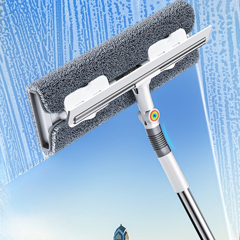 Long Handle Glass Cleaning Brush, 2-in-1 Glass Cleaning Scraper