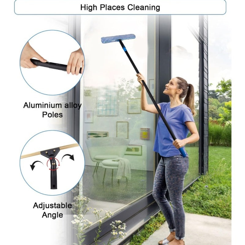 Swivel Squeegee Kit with 4 Extension Poles & Bendable Duster