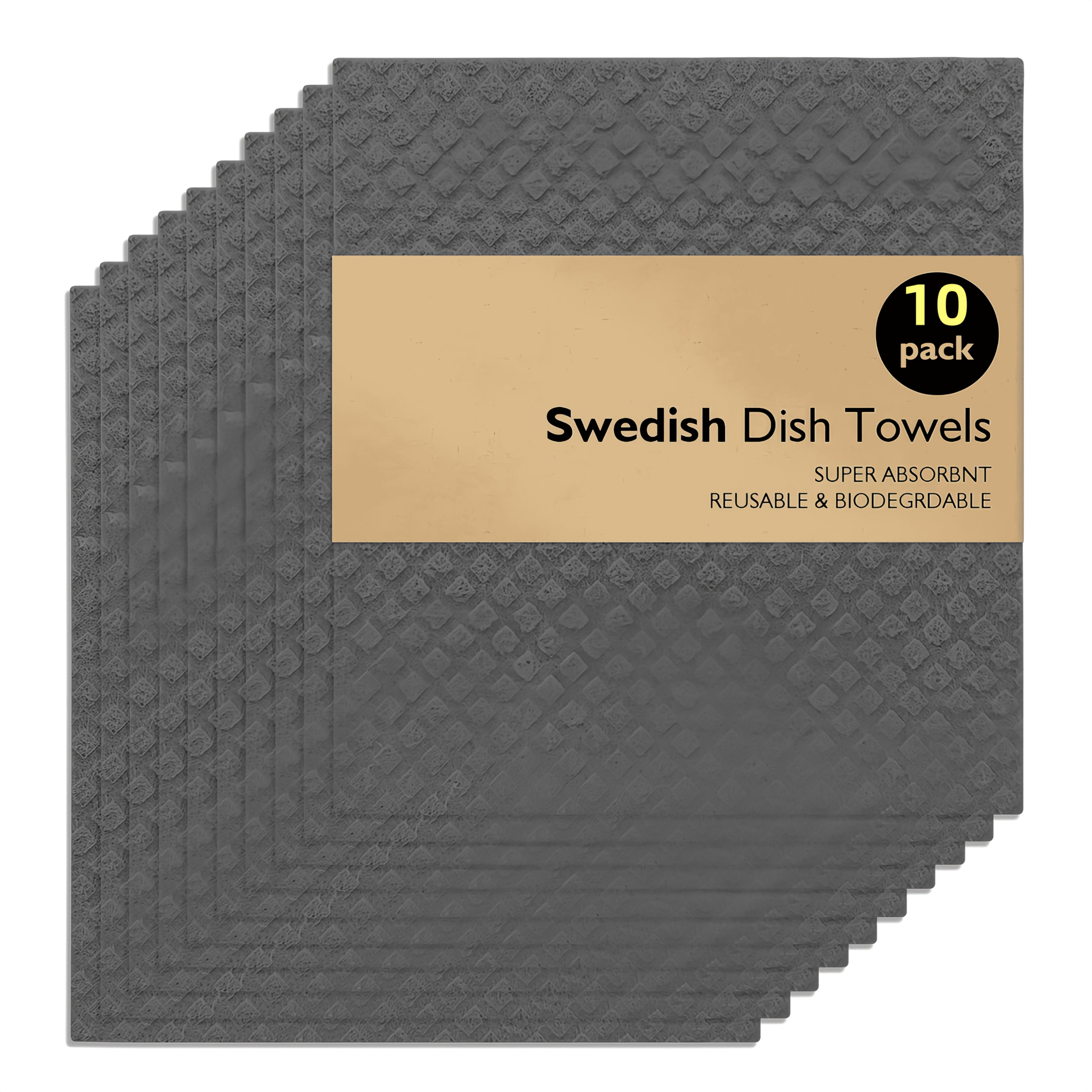 10Pack Swedish Dishcloths, Wood Pulp Dish Towel, Cleaning Cloth