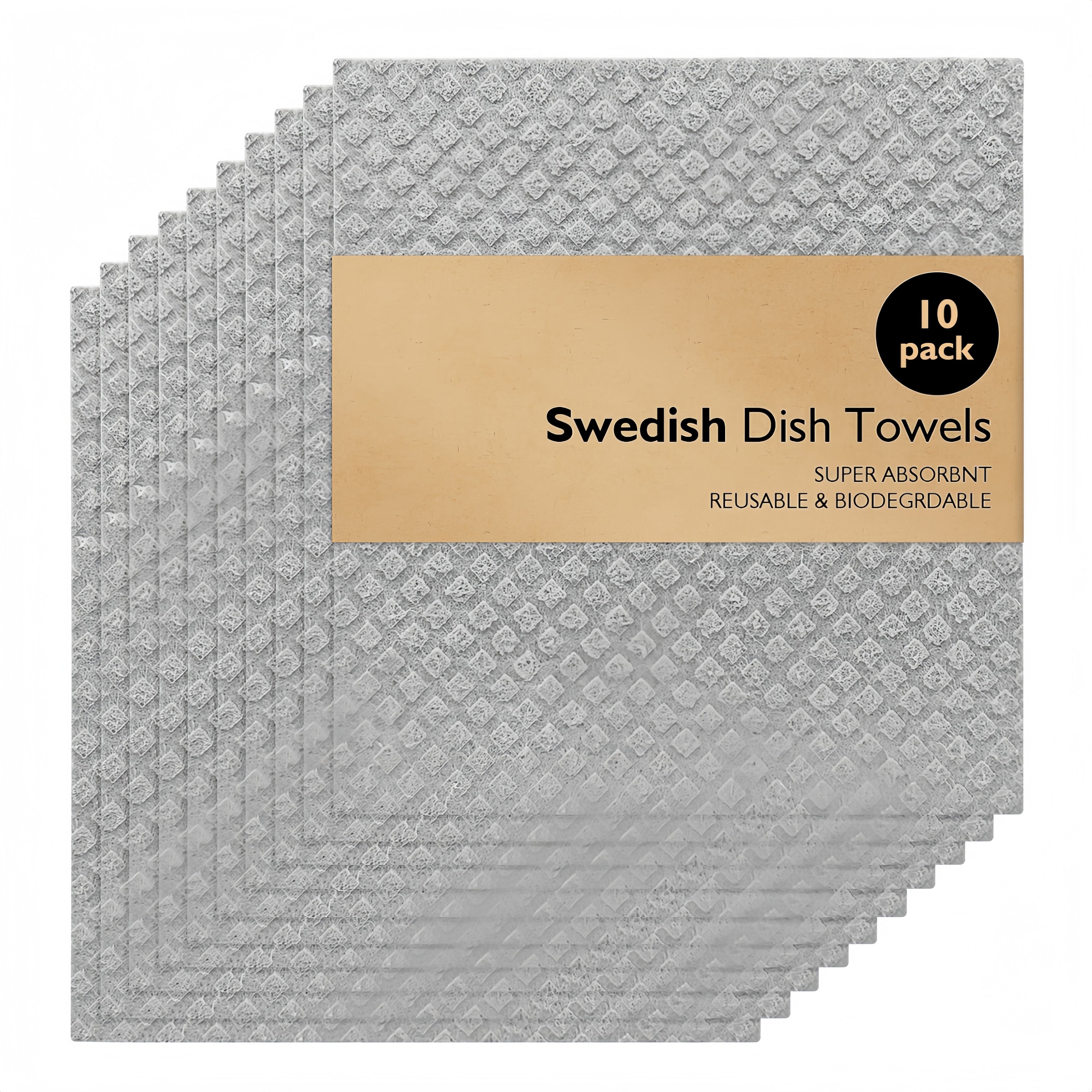 10Pack Swedish Dishcloths, Wood Pulp Dish Towel, Cleaning Cloth