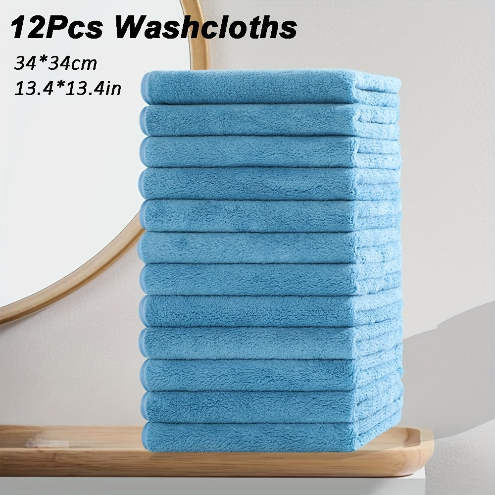 12pcs Microfiber Washcloths 13.4x13.4 Inch - High Absorbency