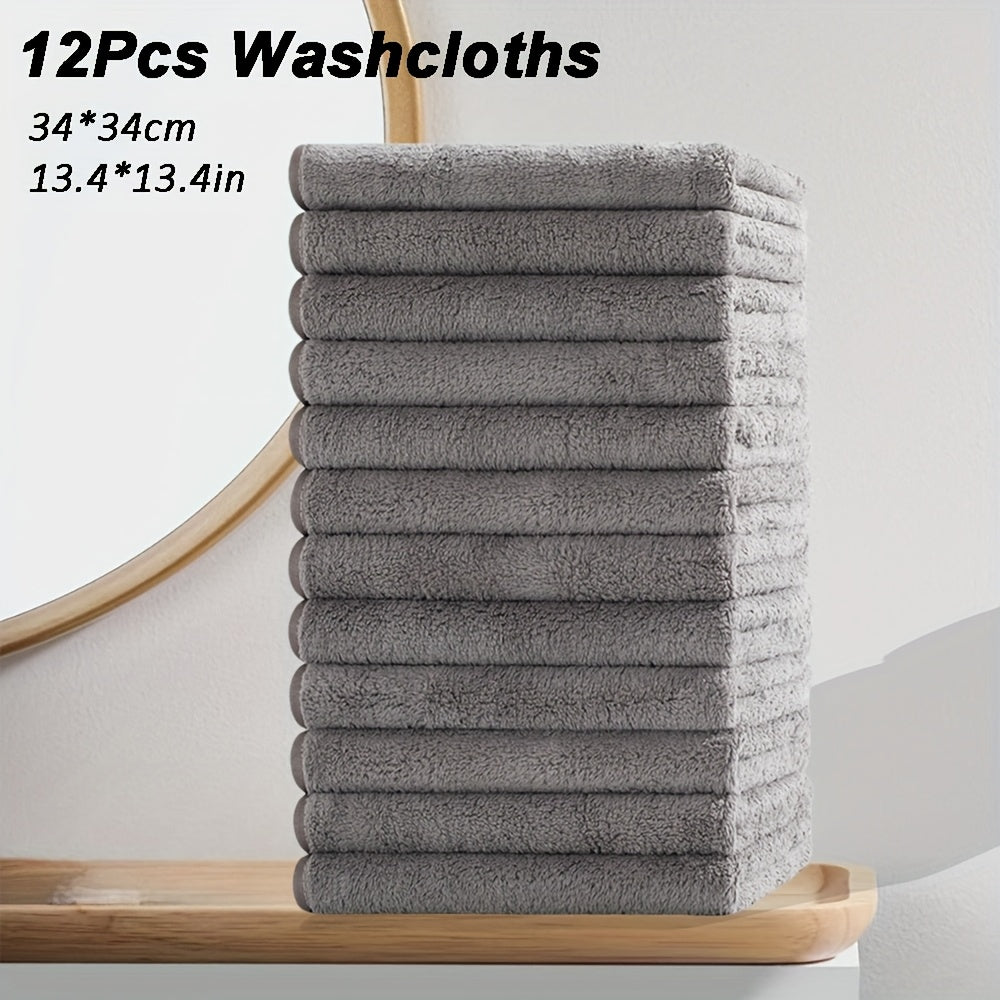 12pcs Microfiber Washcloths 13.4x13.4 Inch - High Absorbency
