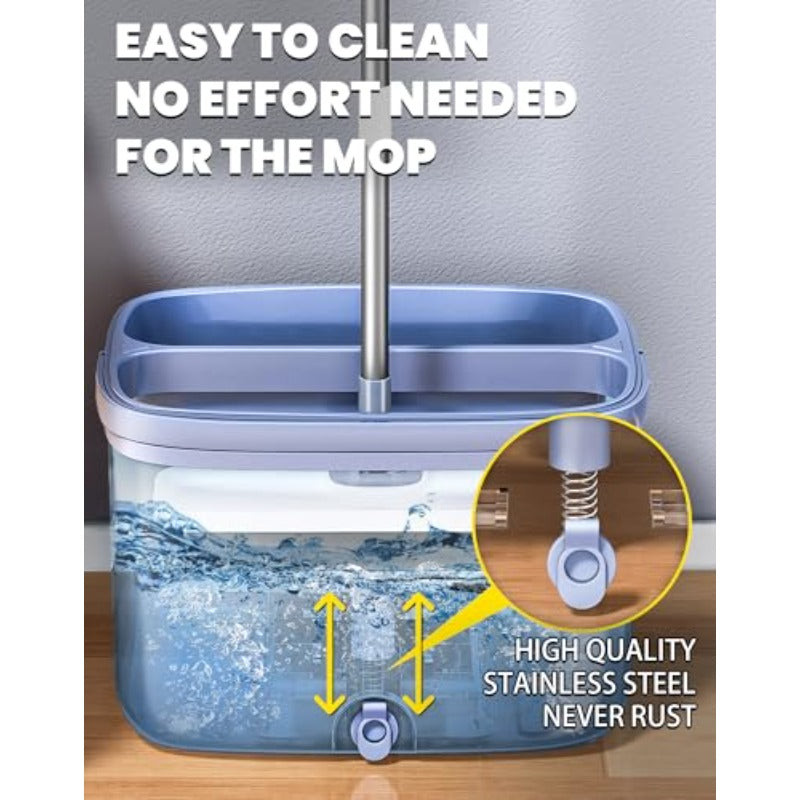 Flat Microfiber Mop and Bucket Set with Wringer | 360° Spin Mop for Floor and Wall Cleaning