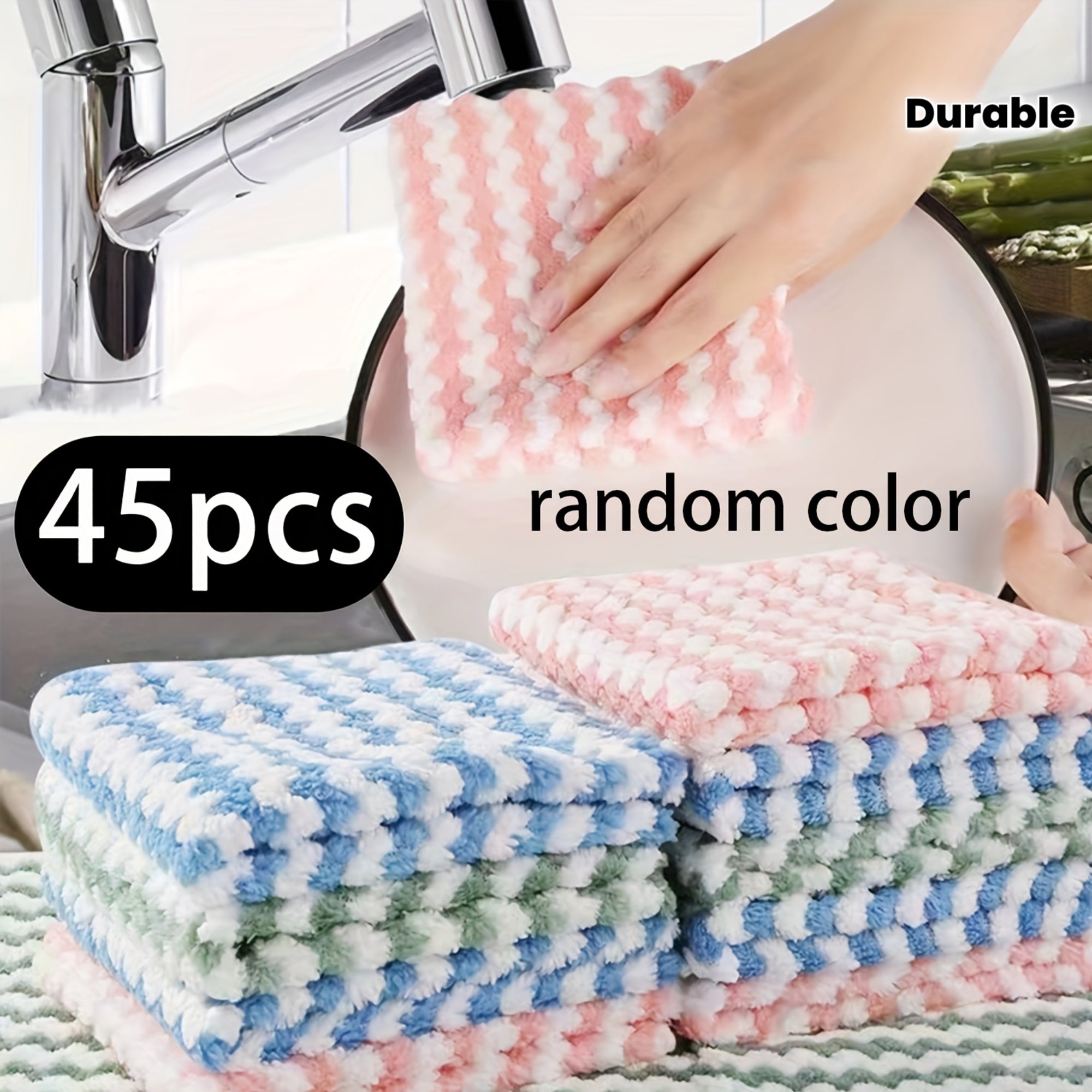 45pcs Ultra-Absorbent Microfiber Cleaning Cloths - Oil & Grease Resistant