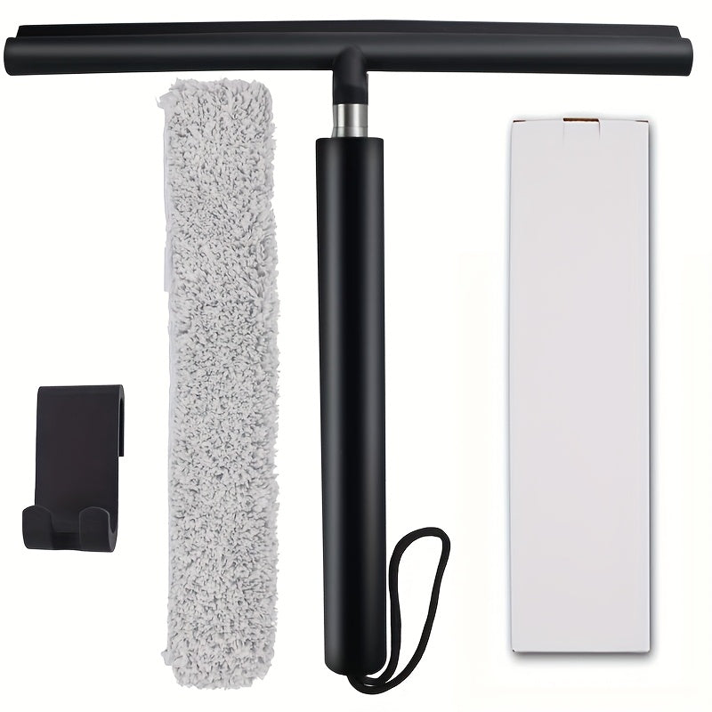 Extendable Shower Glass Scraper - Heavy-Duty Silicone Wiper with Ergonomic Handle