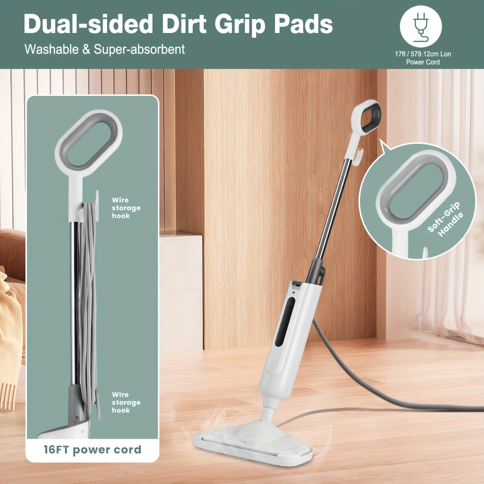 Steam Mop Cleaner For Floor Hardwood Tile Carpet Cleaning With Overheat Protection