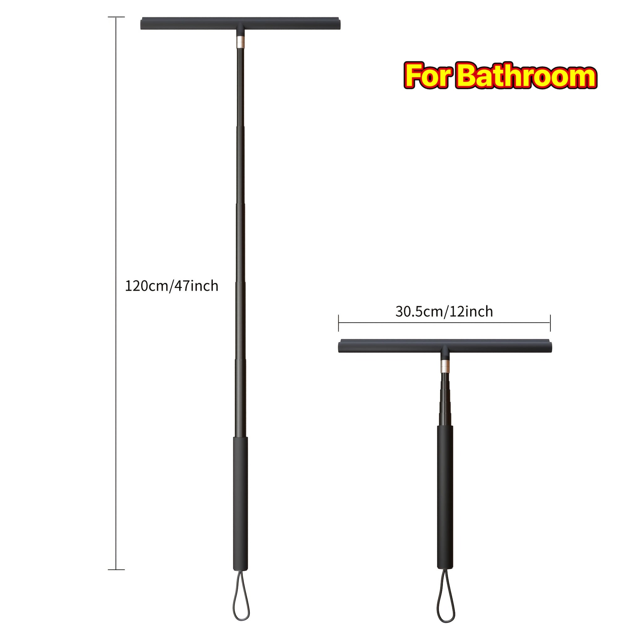 Extendable Shower Glass Scraper - Heavy-Duty Silicone Wiper with Ergonomic Handle