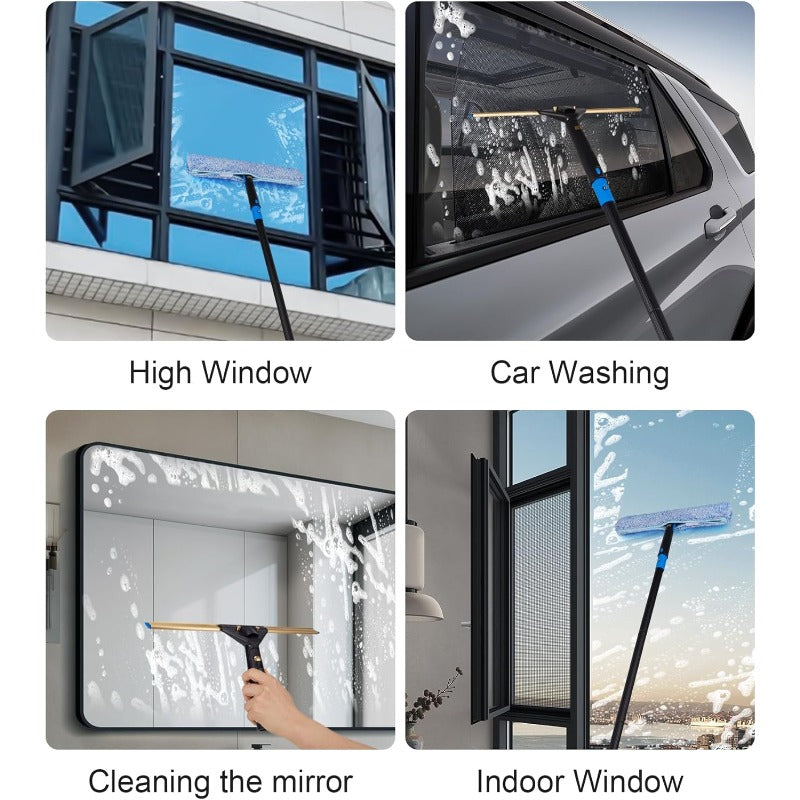 Swivel Squeegee Kit with 4 Extension Poles & Bendable Duster
