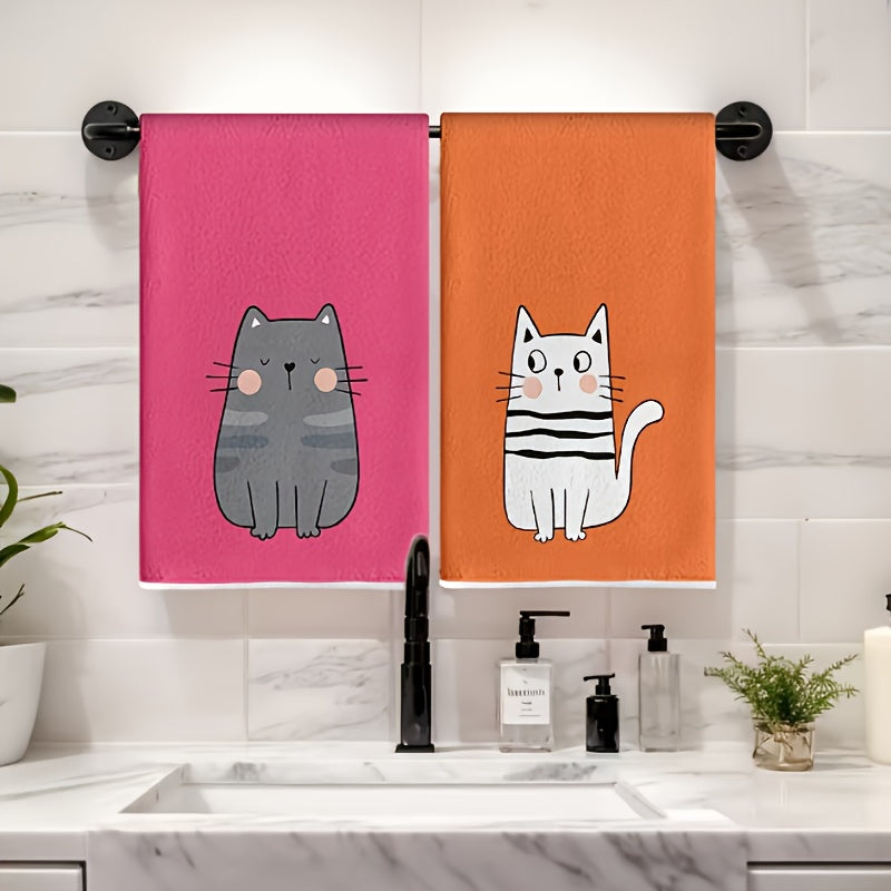Absorbent Dishcloths 6pcs Multicolor Funny Closed-Eye Cat Print Kitchen Towels | Super Soft