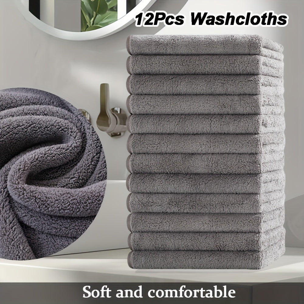 12pcs Microfiber Washcloths 13.4x13.4 Inch - High Absorbency
